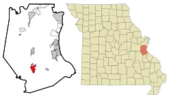 Location of De Soto, Missouri