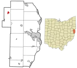 Location of Bergholz in Jefferson County and in the state of Ohio