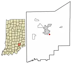 Location of Vernon in Jennings County, Indiana.