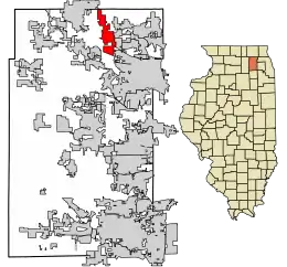 Location of Gilberts in Kane County, Illinois.