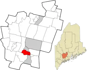 Location in Kennebec County and the state of Maine