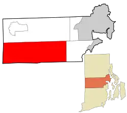 Location in Kent County and the state of Rhode Island.