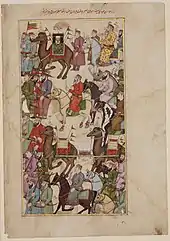 The Amir al-Hajj of the Egyptian caravan riding from Mecca to Medina with the mahmal