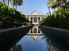 Image 53Reflection of the Bagh-e Narenjestan (orange garden) and the Khaneh Ghavam (Ghavam house) at Shiraz, Iran (Persian garden) (from List of garden types)