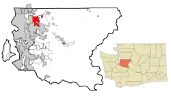 Location of Redmond within King County, Washington.