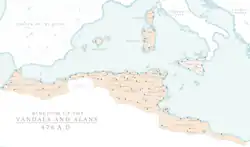 Greatest extent of the Vandal Kingdom c. 476