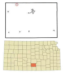 Location within Kingman County and Kansas
