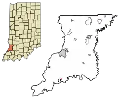 Location of Decker in Knox County, Indiana.