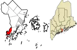 Location in Knox County and the state of Maine.