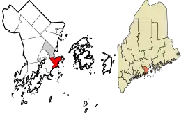 Location in Knox County and the state of Maine.