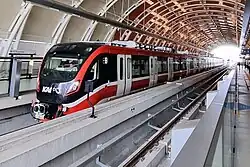 Jabodebek LRT arriving at Dukuh Atas station