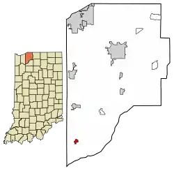 Location of La Crosse in LaPorte County, Indiana.