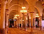 Prayer hall, transversal view of the rows of arches and columns
