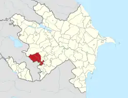 Map of Azerbaijan showing Lachin District