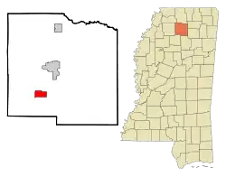 Location of Taylor, Mississippi