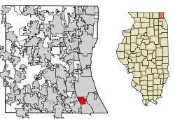 Location of Bannockburn in Lake County, Illinois.
