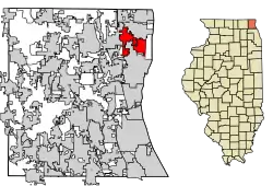 Location of Beach Park in Lake County, Illinois.