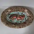 22.4ins coloured glazes majolica marine platter c 1880.