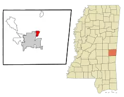 Location of Marion, Mississippi