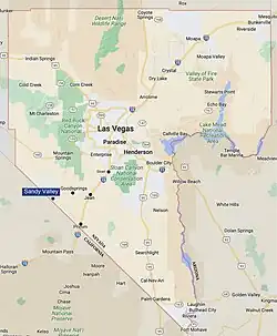 Location of Sandy Valley in Clark County, Nevada