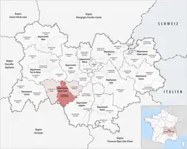 Location within the region Auvergne-Rhône-Alpes