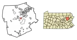 Location of Warrior Run in Luzerne County, Pennsylvania.