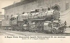 The four-cylinder 2,950&nbsp;hp (2,200&nbsp;kW) MÁV Class 601 was the strongest steam locomotive of pre WW1 Europe.
