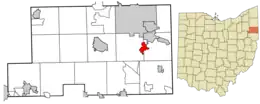 Location of Poland in Mahoning County and in the State of Ohio