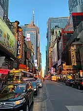 Manhattan sunset on June 3 on West 42nd Street