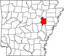 State map highlighting Woodruff County