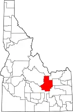 Map of Idaho highlighting Butte County