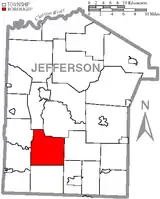 Map of Jefferson County, Pennsylvania, highlighting Oliver Township