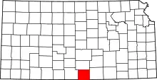 Map of Kansas highlighting Harper County
