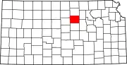 Map of Kansas highlighting Ottawa County