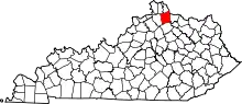Map of Kentucky highlighting Pendleton County
