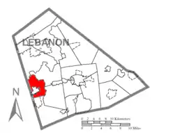 Location in Lebanon County, Pennsylvania