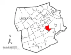 Map of Luzerne County highlighting Fairview Township