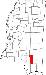 Map of Mississippi highlighting Forrest County