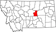 Map of Montana highlighting Petroleum County