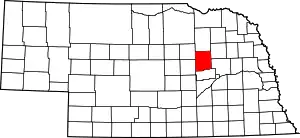 Map of Nebraska highlighting Boone County
