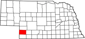 Map of Nebraska highlighting Chase County