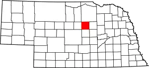 Map of Nebraska highlighting Garfield County