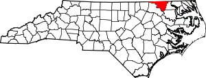 Map of North Carolina highlighting Northampton County