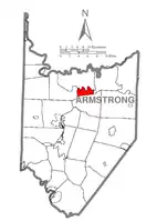 Map of Armstrong County, Pennsylvania, highlighting Pine Township