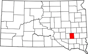 Map of South Dakota highlighting Hanson County