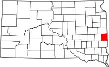 Map of South Dakota highlighting Moody County