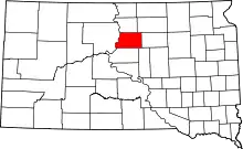 Map of South Dakota highlighting Potter County