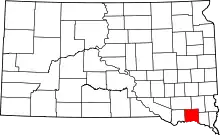 Map of South Dakota highlighting Yankton County