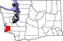 Map of Washington highlighting Pacific County