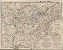Map of the all-water route from the Mississippi to New York and the eastern Atlantic, 1885